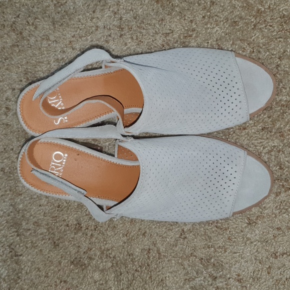 Franklin Sarto Analise Taupe/Gray Suede Slingback Mule sz 9 - Picture 2 of 7